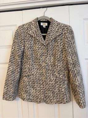 Jacket Talbots Black and Cream Patterned Tweed Blazer